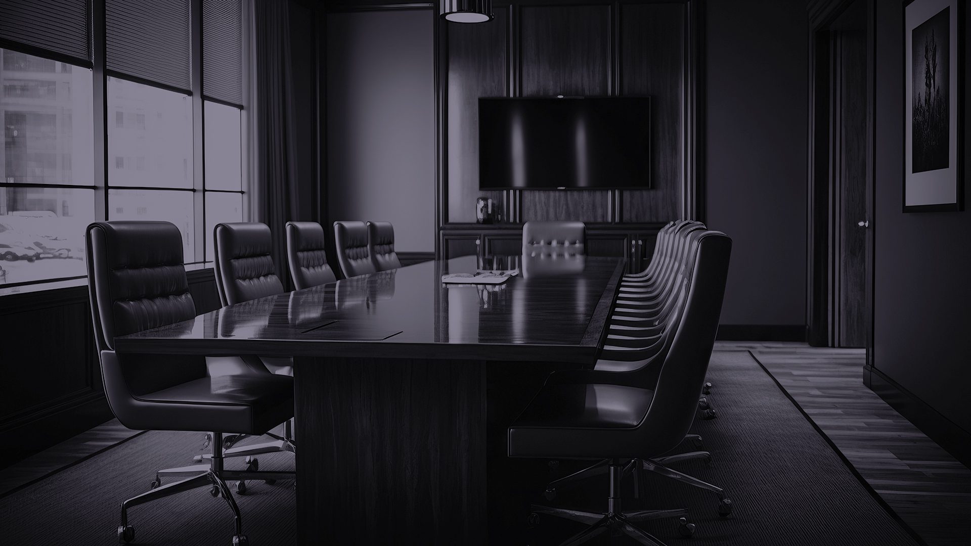 A refined boardroom prepared for a private discussion